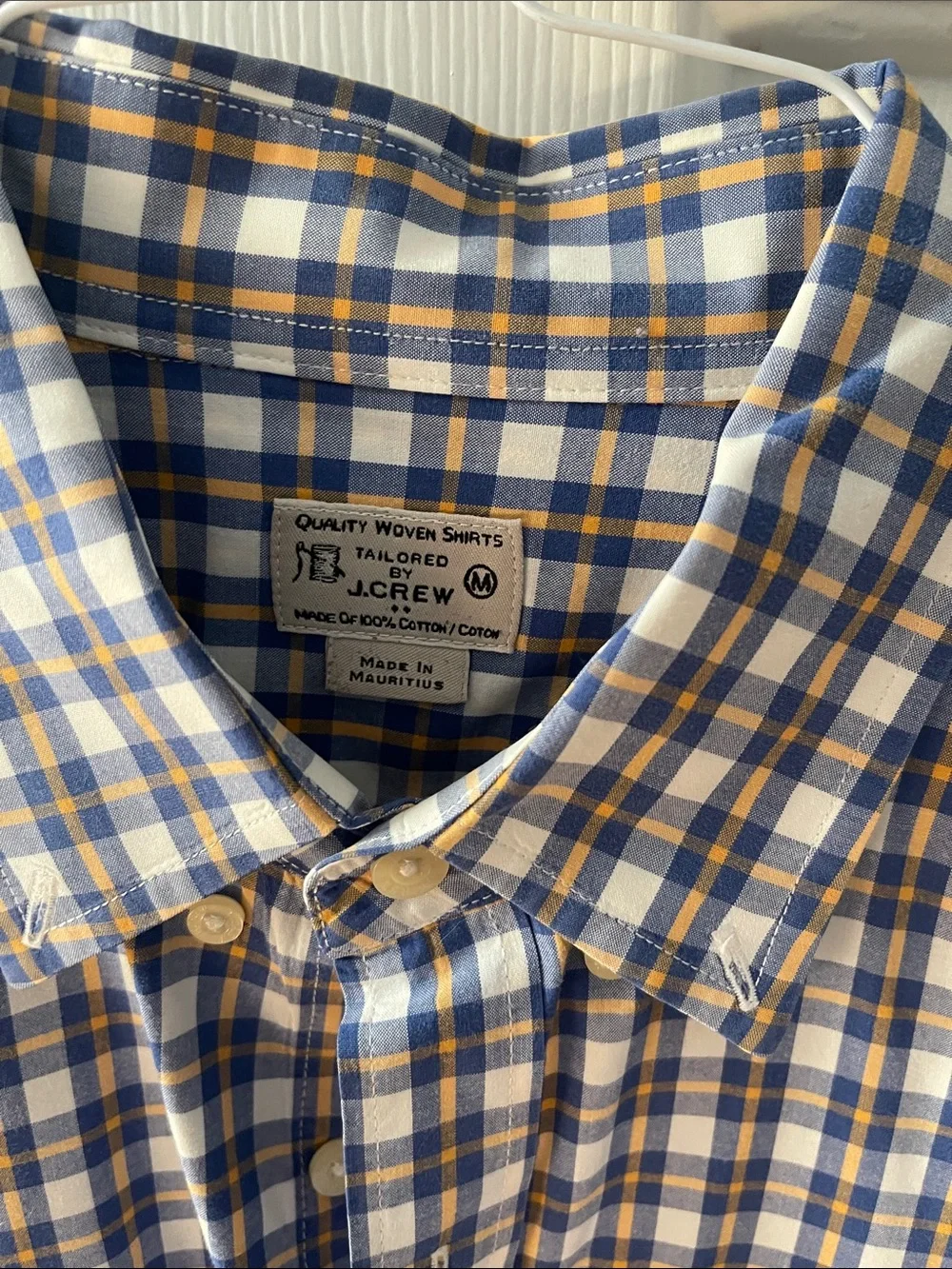 J. Crew Men's Navy, Brown and White Checked Button-Down Shirt